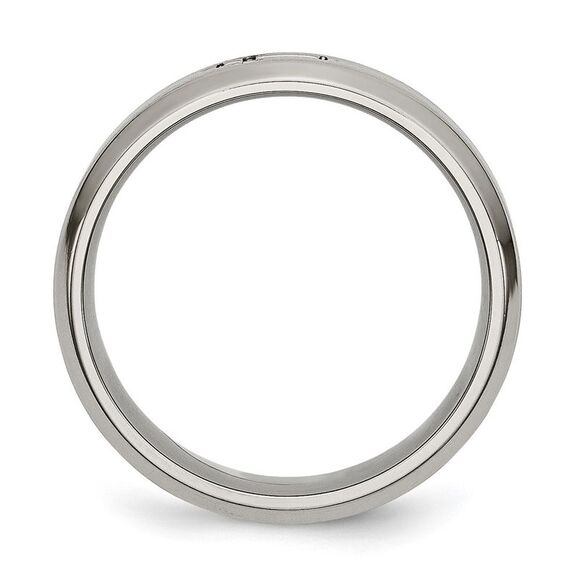 Kazi Luxury Chisel Titanium Brushed Center Cross Design 6mm Beveled Edge Band - Picture 2 of 9